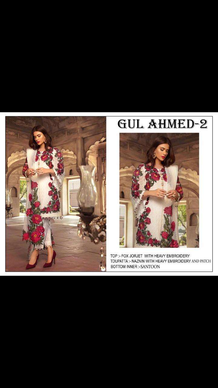 GUL AHMED VOL-2 BY GULL AAHMED 01 TO 02 SERIES BEAUTIFUL WINTER COLLECTION SUITS STYLISH FANCY COLORFUL CASUAL WEAR & ETHNIC WEAR GEORGETTE WITH EMBROIDERY DRESSES AT WHOLESALE PRICE