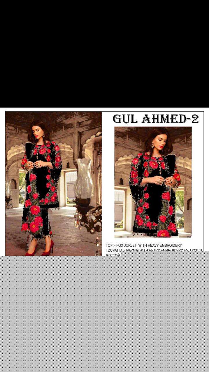 GUL AHMED VOL-2 BY GULL AAHMED 01 TO 02 SERIES BEAUTIFUL WINTER COLLECTION SUITS STYLISH FANCY COLORFUL CASUAL WEAR & ETHNIC WEAR GEORGETTE WITH EMBROIDERY DRESSES AT WHOLESALE PRICE