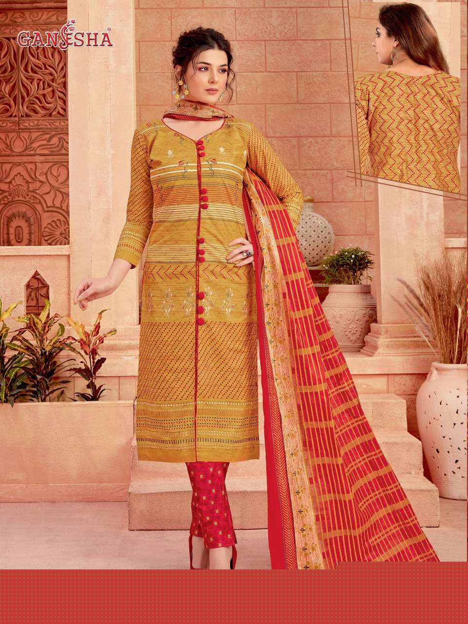GANESHA VOL-23 BY GANESHA 23004 TO 23015 SERIES BEAUTIFUL SUITS COLORFUL STYLISH FANCY CASUAL WEAR & ETHNIC WEAR PURE COTTON PRINTED DRESSES AT WHOLESALE PRICE