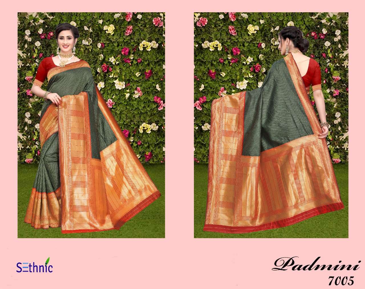 PADMINI BY SETHNIC 7001 TO 7006 SERIES INDIAN TRADITIONAL WEAR COLLECTION BEAUTIFUL STYLISH FANCY COLORFUL PARTY WEAR & OCCASIONAL WEAR BANARASI SAREES AT WHOLESALE PRICE