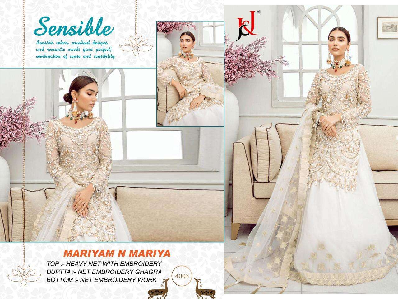 MARIYAM N MARIYA BY J AND J 4001 TO 4004 SERIES DESIGNER PAKISTANI SUITS COLLECTION BEAUTIFUL STYLISH FANCY COLORFUL PARTY WEAR & OCCASIONAL WEAR FAUX GEORGETTE WITH EMBROIDERY DRESSES AT WHOLESALE PRICE