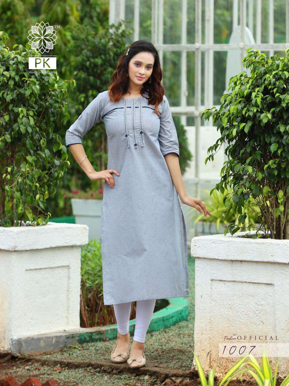 FASHION OFFICIAL BY PK 1001 TO 1009 SERIES BEAUTIFUL STYLISH FANCY COLORFUL CASUAL WEAR & ETHNIC WEAR & READY TO WEAR RAYON AND COTTON JACQUARD KURTIS AT WHOLESALE PRICE