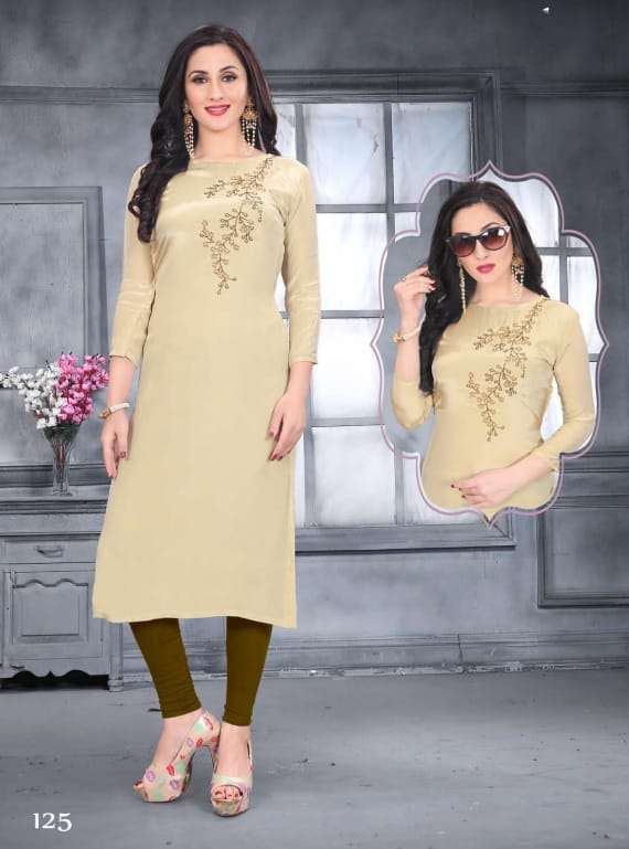 DREAM GIRL 6 PIECES BY KAAMIRI 121 TO 126 SERIES BEAUTIFUL STYLISH COLORFUL FANCY PARTY WEAR & ETHNIC WEAR & READY TO WEAR NATURAL CRAPE KURTIS AT WHOLESALE PRICE