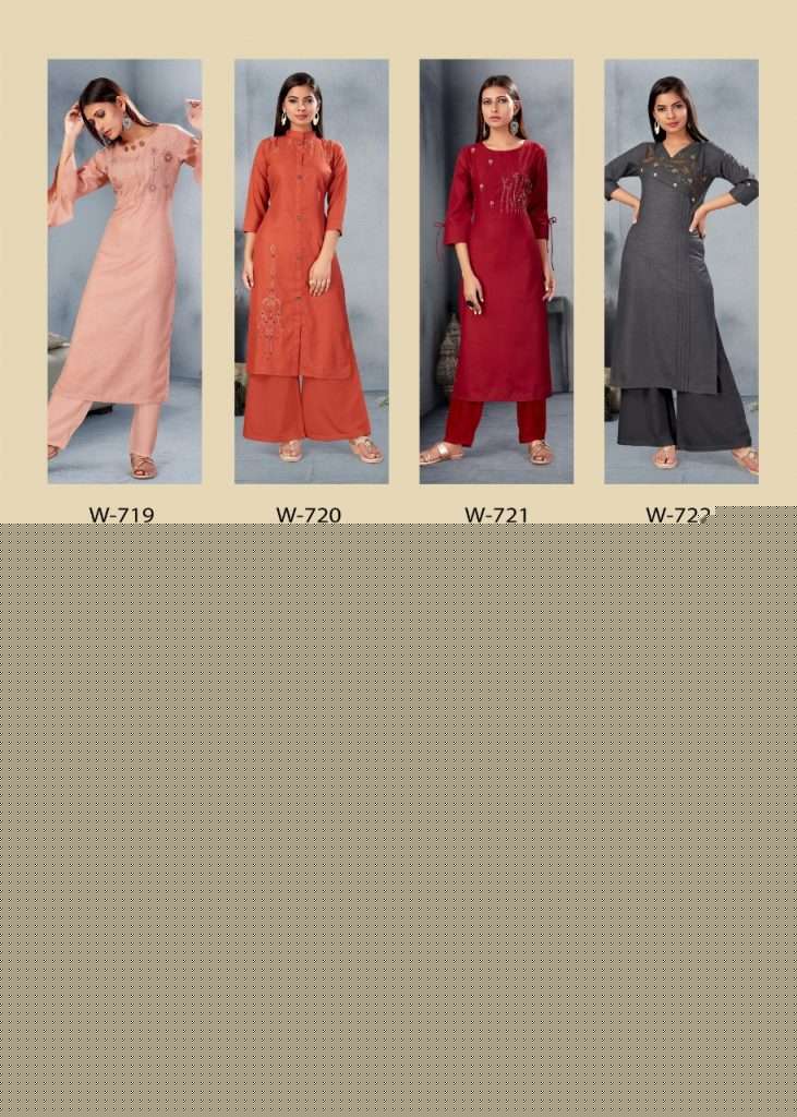 CLASSIC BY SNAPSTYLE 719 TO 722 SERIES BEAUTIFUL STYLISH FANCY COLORFUL CASUAL WEAR & ETHNIC WEAR COTTON SLUB EMBROIDERED KURTIS AT WHOLESALE PRICE