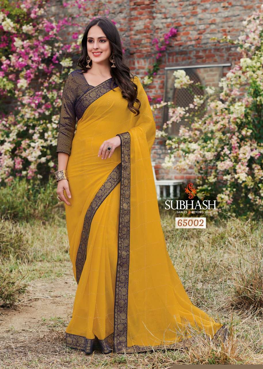 SRINGAR BY SUBHASH SAREES 65001 TO 65013 SERIES INDIAN TRADITIONAL WEAR COLLECTION BEAUTIFUL STYLISH FANCY COLORFUL PARTY WEAR & OCCASIONAL WEAR CHIFFON/GEORGETTE SAREES AT WHOLESALE PRICE
