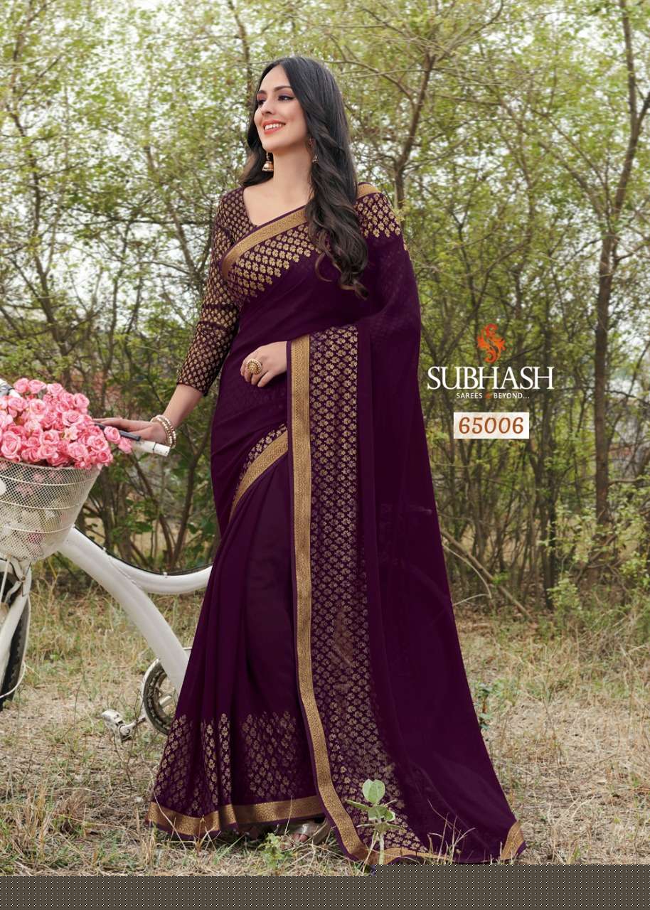 SRINGAR BY SUBHASH SAREES 65001 TO 65013 SERIES INDIAN TRADITIONAL WEAR COLLECTION BEAUTIFUL STYLISH FANCY COLORFUL PARTY WEAR & OCCASIONAL WEAR CHIFFON/GEORGETTE SAREES AT WHOLESALE PRICE
