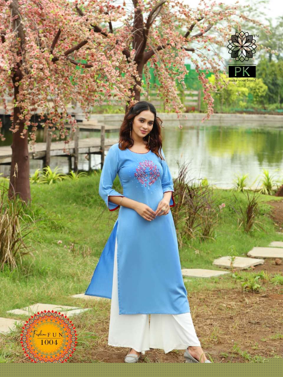 FASHION FUN VOL-1 BY PK 1001 TO 1009 SERIES BEAUTIFUL STYLISH FANCY COLORFUL CASUAL WEAR & ETHNIC WEAR HEAVY RAYON EMBROIDERED KURTIS AT WHOLESALE PRICE