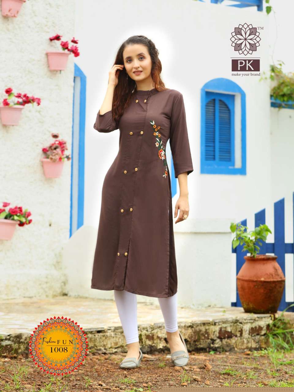 FASHION FUN VOL-1 BY PK 1001 TO 1009 SERIES BEAUTIFUL STYLISH FANCY COLORFUL CASUAL WEAR & ETHNIC WEAR HEAVY RAYON EMBROIDERED KURTIS AT WHOLESALE PRICE