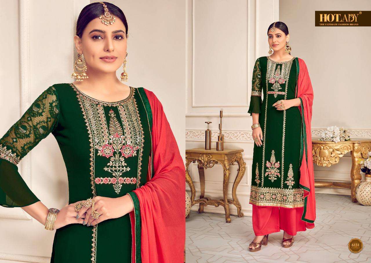 MISHTI VOL-3 BY HOT LADY 6131 TO 6136 SERIES DESIGNER SUITS COLLECTION BEAUTIFUL STYLISH FANCY COLORFUL PARTY WEAR & ETHNIC WEAR VISCOSE GEORGETTE WITH EMBROIDERY DRESSES AT WHOLESALE PRICE