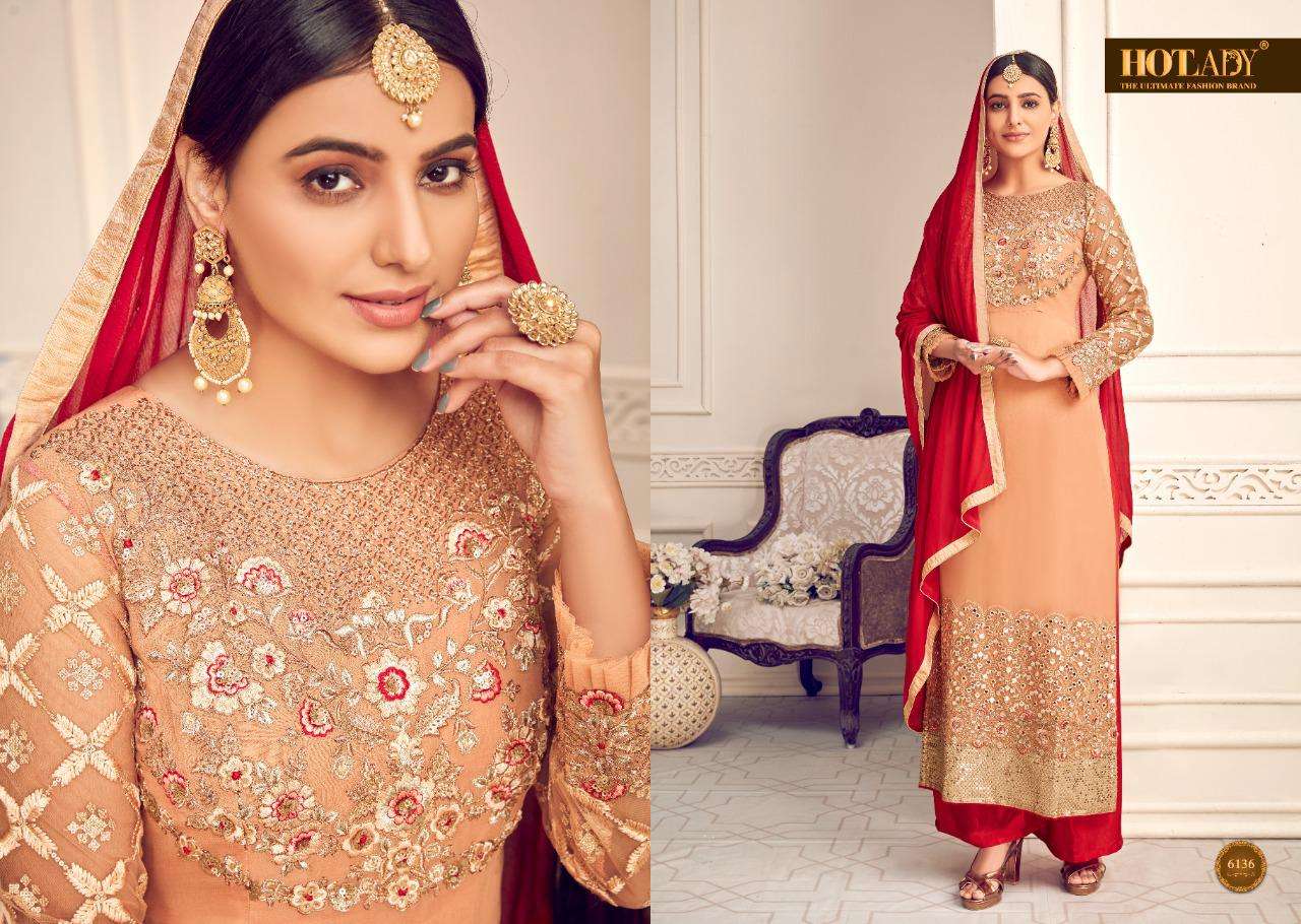 MISHTI VOL-3 BY HOT LADY 6131 TO 6136 SERIES DESIGNER SUITS COLLECTION BEAUTIFUL STYLISH FANCY COLORFUL PARTY WEAR & ETHNIC WEAR VISCOSE GEORGETTE WITH EMBROIDERY DRESSES AT WHOLESALE PRICE