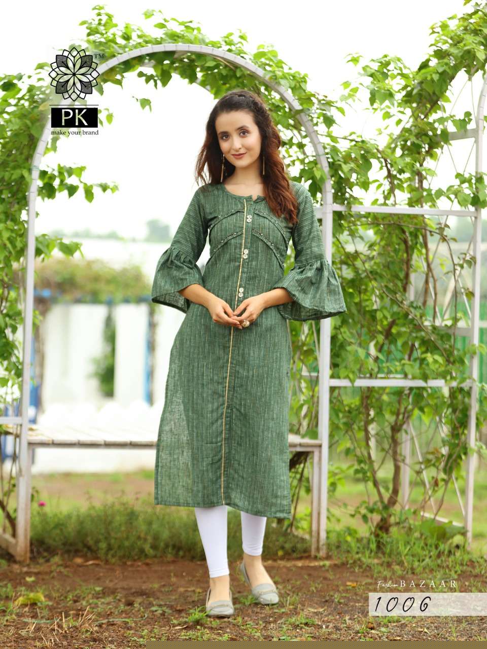 FASHION BAZAAR VOL-1 BY PK 1001 TO 1007 SERIES BEAUTIFUL STYLISH FANCY COLORFUL CASUAL WEAR & ETHNIC WEAR FANCY LINEN JACQUARD WEAVED MANUAL WORK KURTIS AT WHOLESALE PRICE