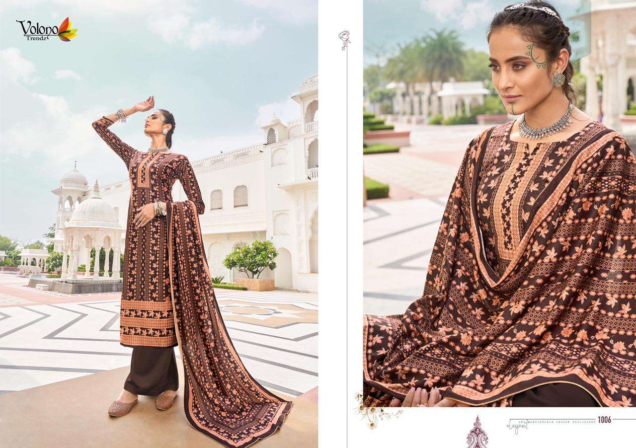 VELVET BY VOLONO TRENDZ 1001 TO 1006 SERIES BEAUTIFUL SUITS STYLISH COLORFUL FANCY CASUAL WEAR & ETHNIC WEAR 9000 VELVET DIGITAL PRINTED DRESSES AT WHOLESALE PRICE