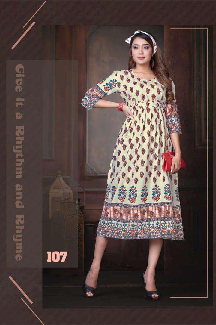 SWEET QUEEN BY FASHION TALK 101 TO 110 SERIES DESIGNER BEAUTIFUL STYLISH FANCY COLORFUL PARTY WEAR & OCCASIONAL WEAR HEAVY RAYON 14 KG GOWNS AT WHOLESALE PRICE