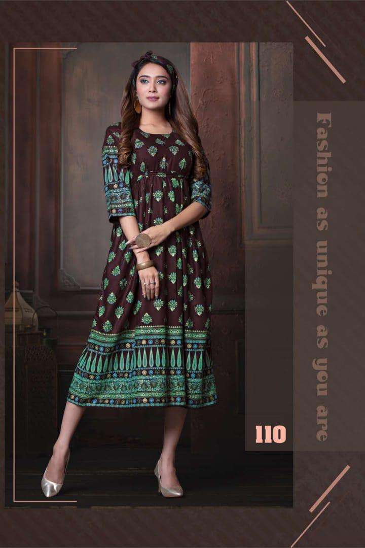 SWEET QUEEN BY FASHION TALK 101 TO 110 SERIES DESIGNER BEAUTIFUL STYLISH FANCY COLORFUL PARTY WEAR & OCCASIONAL WEAR HEAVY RAYON 14 KG GOWNS AT WHOLESALE PRICE
