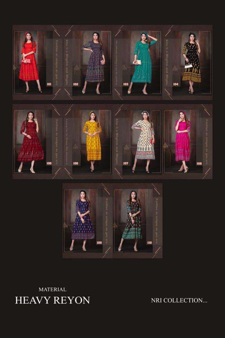 SWEET QUEEN BY FASHION TALK 101 TO 110 SERIES DESIGNER BEAUTIFUL STYLISH FANCY COLORFUL PARTY WEAR & OCCASIONAL WEAR HEAVY RAYON 14 KG GOWNS AT WHOLESALE PRICE