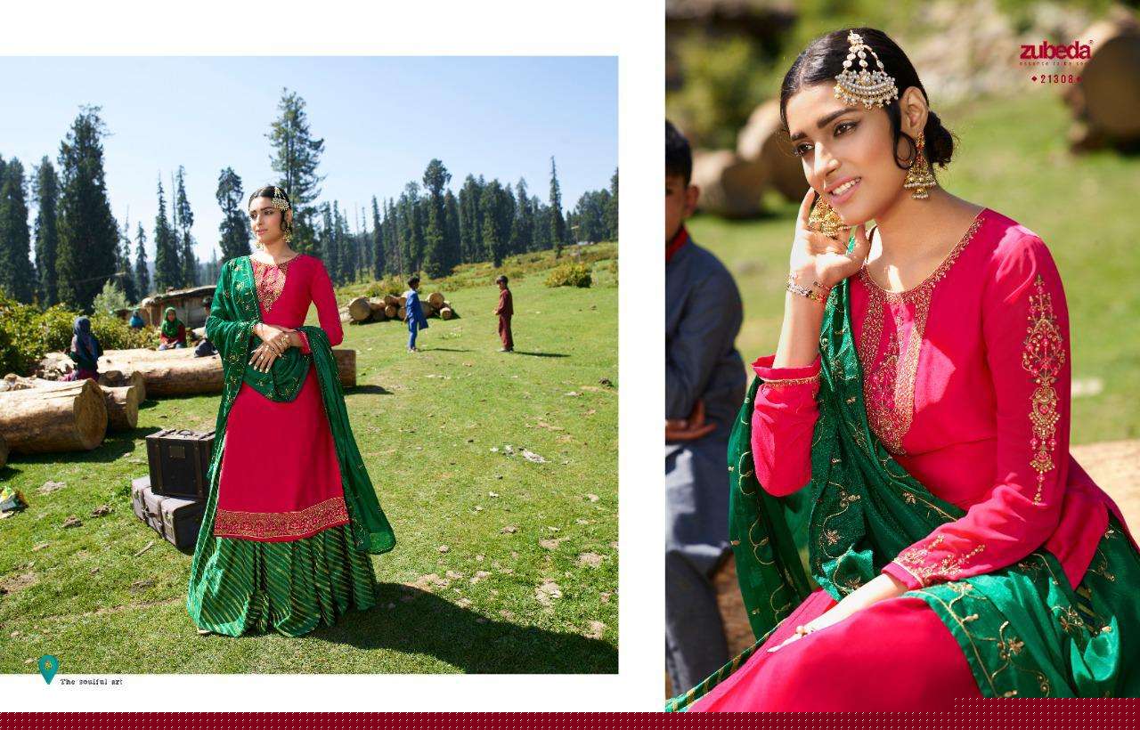 AAHANA BY ZUBEDA 21301 TO 21308 SERIES BEAUTIFUL PAKISTANI SUITS COLORFUL STYLISH FANCY CASUAL WEAR & ETHNIC WEAR SATIN GEORGETTE WITH EMBROIDERY DRESSES AT WHOLESALE PRICE