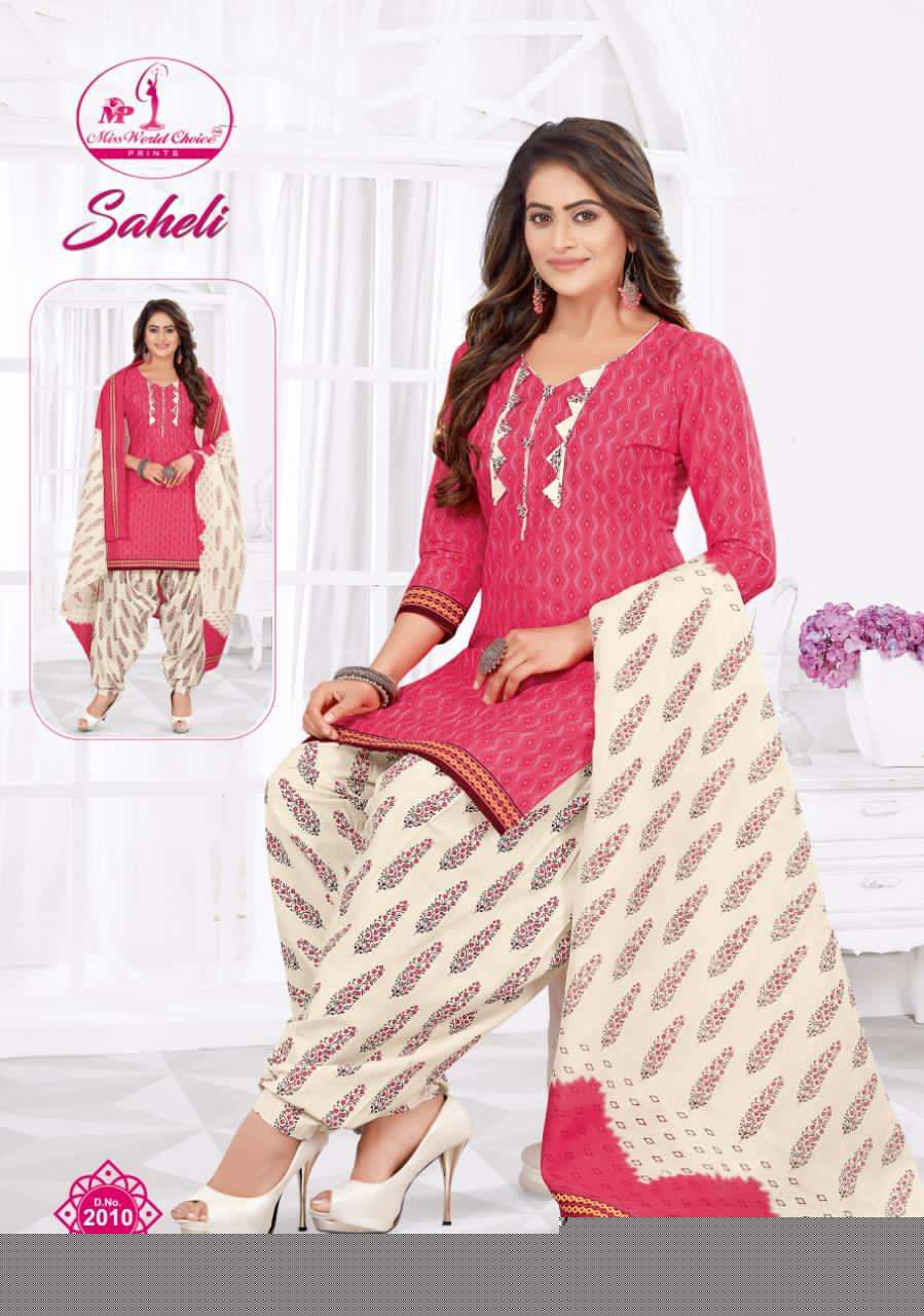 SAHELI VOL-2 BY MISS WORLD CHOICE 2001 TO 2012 SERIES BEAUTIFUL STYLISH SUITS FANCY COLORFUL CASUAL WEAR & ETHNIC WEAR & READY TO WEAR COTTON PRINTED DRESSES AT WHOLESALE PRICE