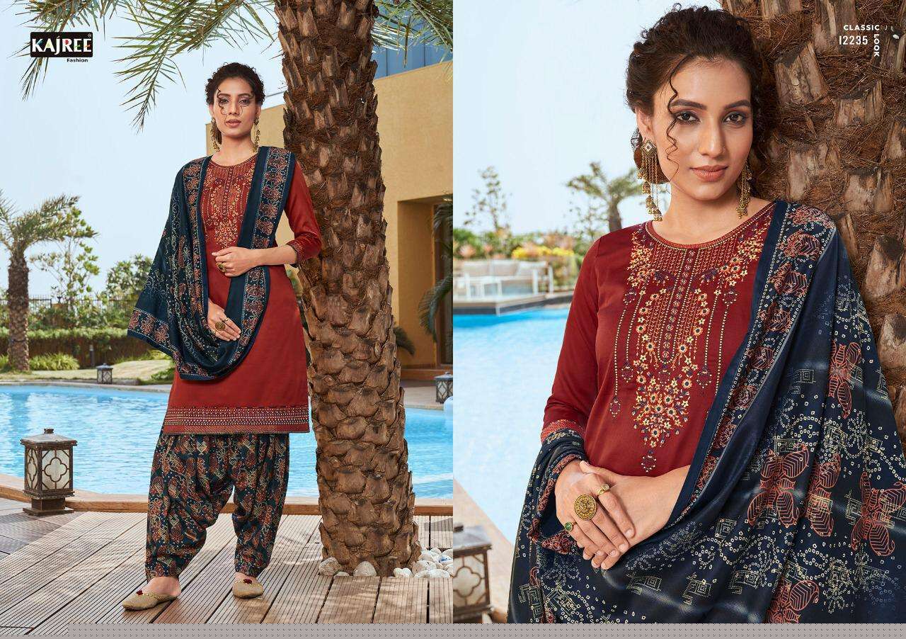PATIYALA EXPRESS VOL-6 BY KAJREE FASHION 12230 TO 12237 SERIES BEAUTIFUL SUITS STYLISH FANCY COLORFUL CASUAL WEAR & ETHNIC WEAR JAM SILK WITH EMBROIDERY DRESSES AT WHOLESALE PRICE