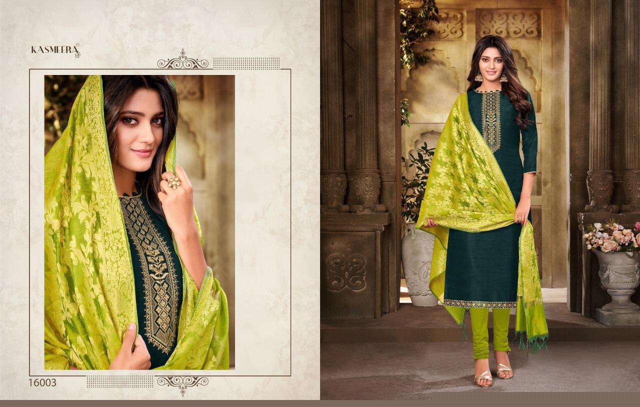 QUEEN VOL-4 BY KASMEERA 16002 TO 16013 SERIES BEAUTIFUL STYLISH SUITS FANCY COLORFUL CASUAL WEAR & ETHNIC WEAR & READY TO WEAR BANARSI SILK DRESSES AT WHOLESALE PRICE