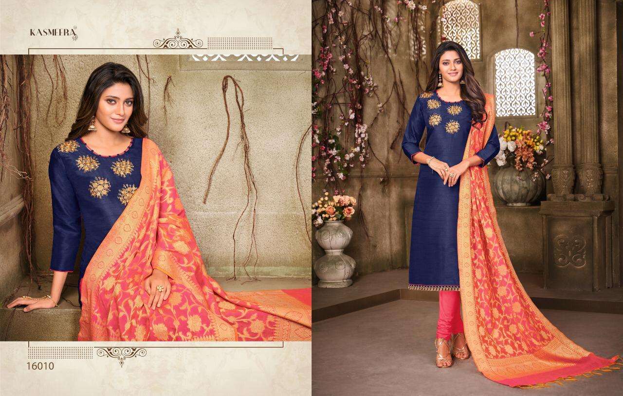 QUEEN VOL-4 BY KASMEERA 16002 TO 16013 SERIES BEAUTIFUL STYLISH SUITS FANCY COLORFUL CASUAL WEAR & ETHNIC WEAR & READY TO WEAR BANARSI SILK DRESSES AT WHOLESALE PRICE