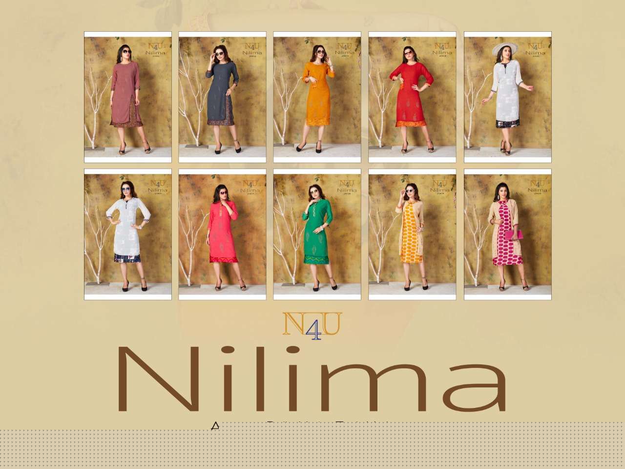 NILIMA BY N4U 2001 TO 2010 SERIES BEAUTIFUL COLORFUL STYLISH FANCY CASUAL WEAR & ETHNIC WEAR & READY TO WEAR GEORGETTE EMBROIDERED KURTIS AT WHOLESALE PRICE