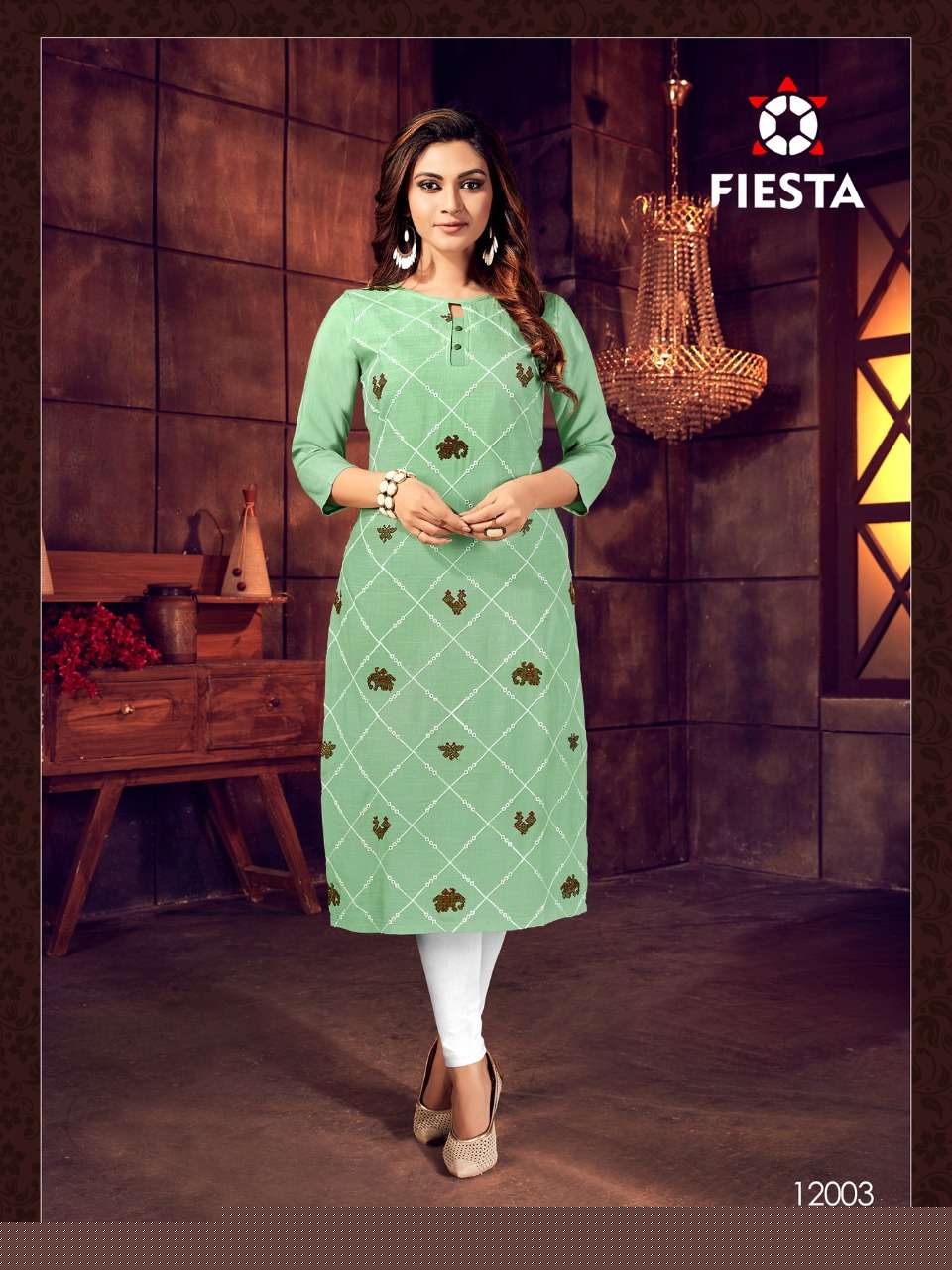 INDIAN CULTURE BY FIESTA 12001 TO 12006 SERIES BEAUTIFUL COLORFUL STYLISH FANCY CASUAL WEAR & ETHNIC WEAR & READY TO WEAR RAYON SLUB PRINTED KURTIS AT WHOLESALE PRICE