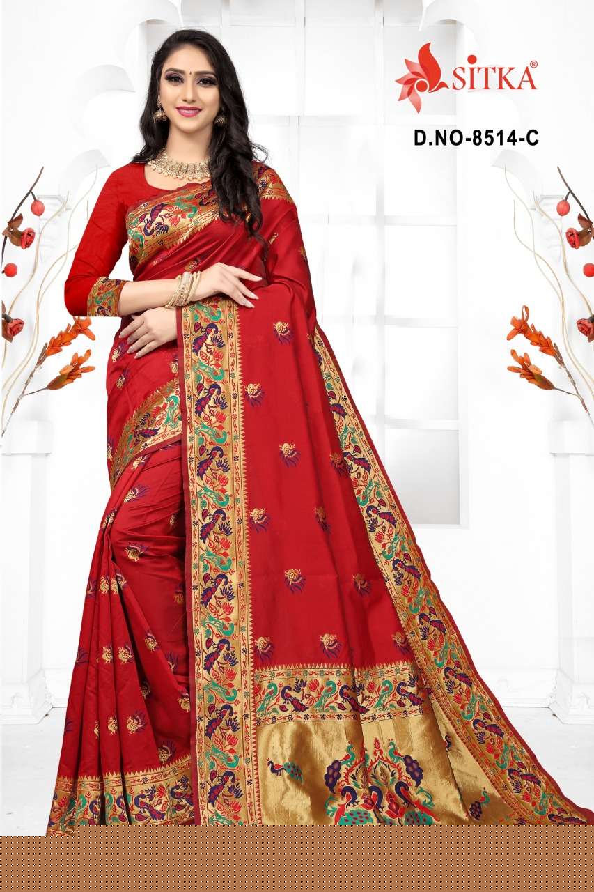 GALLERY 8514 BY SITKA 8514-A TO 8514-D SERIES INDIAN TRADITIONAL WEAR COLLECTION BEAUTIFUL STYLISH FANCY COLORFUL PARTY WEAR & OCCASIONAL WEAR SILK SAREES AT WHOLESALE PRICE