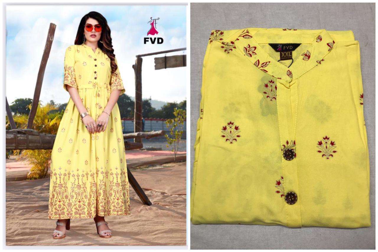 RANG VOL-3 BY FVD 145 TO 154 BEAUTIFUL STYLISH FANCY COLORFUL CASUAL WEAR & ETHNIC WEAR & READY TO WEAR RAYON PRINTED GOWNS AT WHOLESALE PRICE