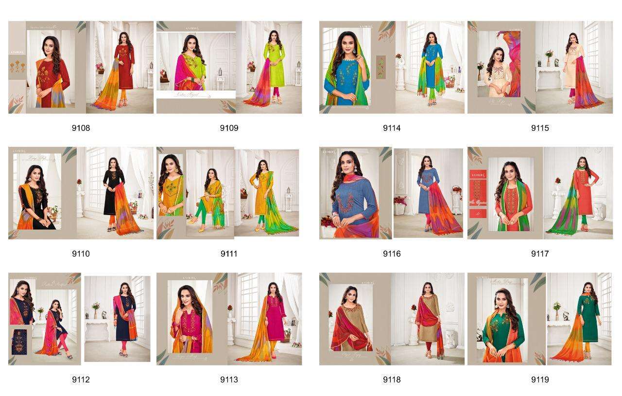 RASLEELA VOL-8 BY KASMEERA 9108 TO 9119 SERIES DESIGNER SUITS BEAUTIFUL FANCY COLORFUL STYLISH PARTY WEAR & OCCASIONAL WEAR LENG SLUB HANDWORK DRESSES AT WHOLESALE PRICE