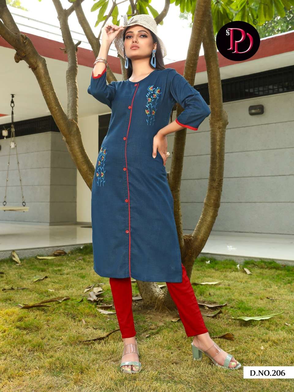 GUNJAN VOL-2 BY POORVI DESIGNER 201 TO 206 SERIES BEAUTIFUL STYLISH FANCY COLORFUL CASUAL WEAR & ETHNIC WEAR & READY TO WEAR SLUB COTTON WITH EMBROIDERED KURTIS AT WHOLESALE PRICE