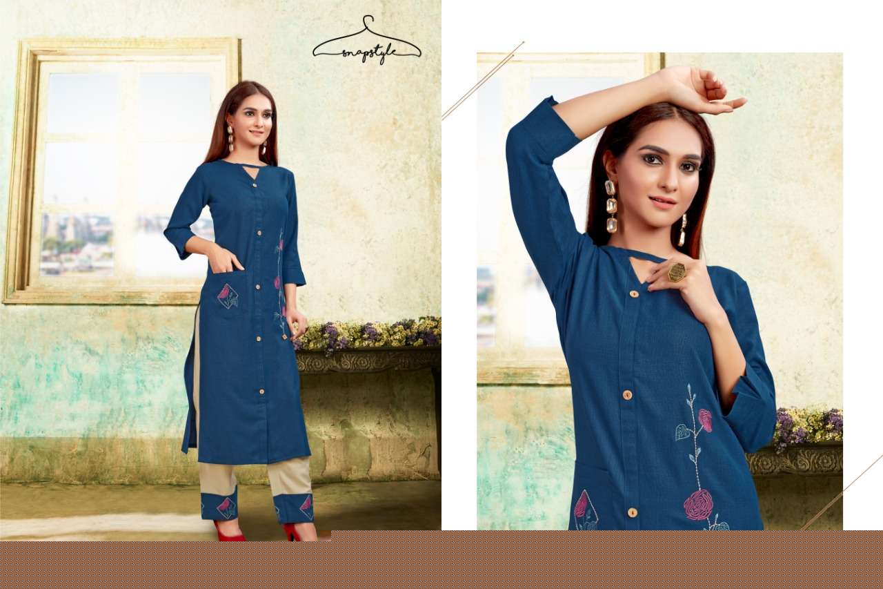 KHWAB VOL-2 BY SNAPSTYLE 400 TO 405 SERIES STYLISH FANCY BEAUTIFUL COLORFUL CASUAL WEAR & ETHNIC WEAR COTTON SLUB KURTIS AT WHOLESALE PRICE