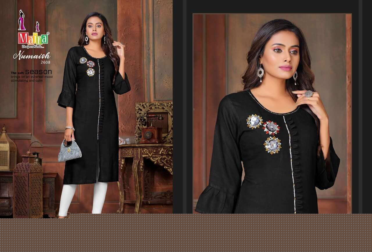 NUMAISH VOL-26 BY MAIRA 2601 TO 2608 DESIGNER STYLISH FANCY COLORFUL BEAUTIFUL PARTY WEAR & ETHNIC WEAR COLLECTION RAYON SLUB KURTIS AT WHOLESALE PRICE