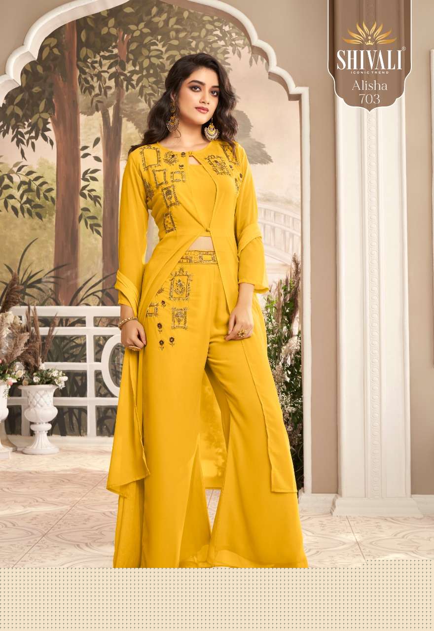 ALISHA VOL-76 BY SHIVALI 701 TO 705 SERIES BEAUTIFUL SUITS STYLISH FANCY COLORFUL CASUAL WEAR & ETHNIC WEAR FANCY DRESSES AT WHOLESALE PRICE