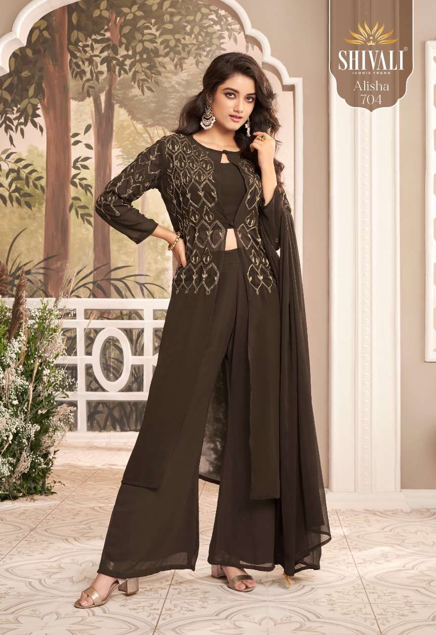 ALISHA VOL-76 BY SHIVALI 701 TO 705 SERIES BEAUTIFUL SUITS STYLISH FANCY COLORFUL CASUAL WEAR & ETHNIC WEAR FANCY DRESSES AT WHOLESALE PRICE
