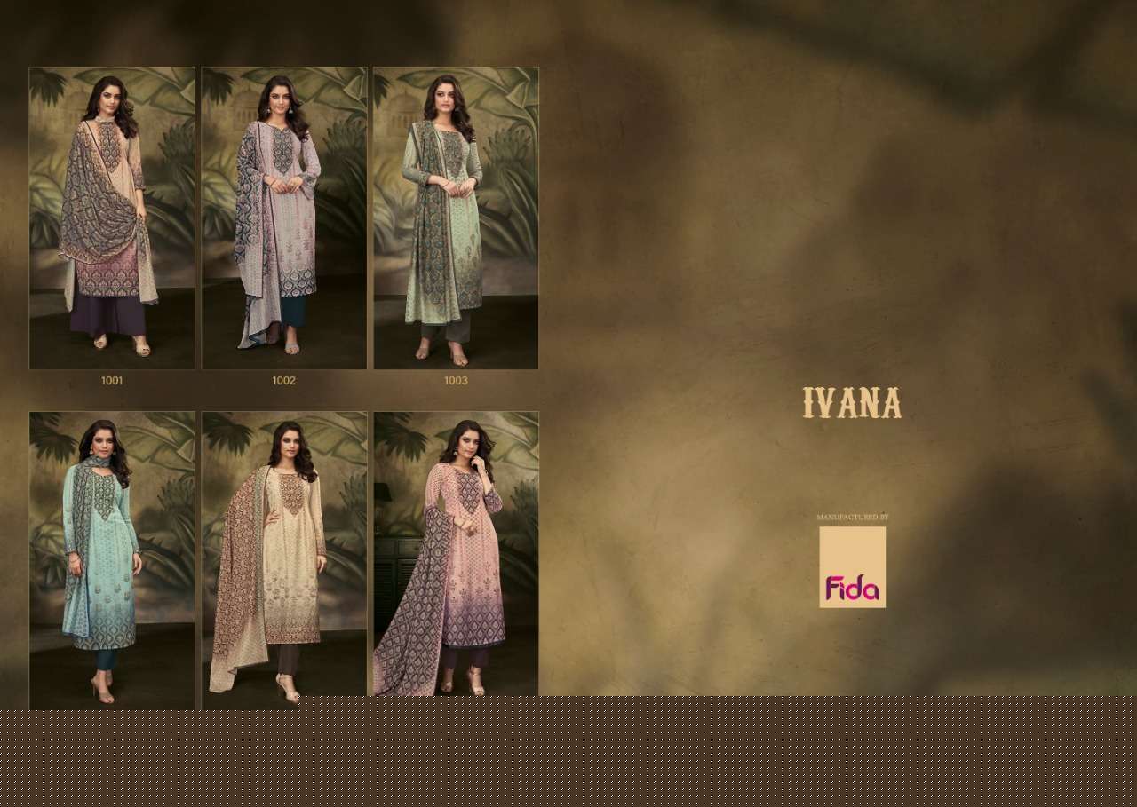 IVANA BY FIDA 1001 TO 1006 SERIES DESIGNER SUITS COLLECTION BEAUTIFUL STYLISH FANCY COLORFUL PARTY WEAR & OCCASIONAL WEAR SWISS DIGITAL LINEN DRESSES AT WHOLESALE PRICE