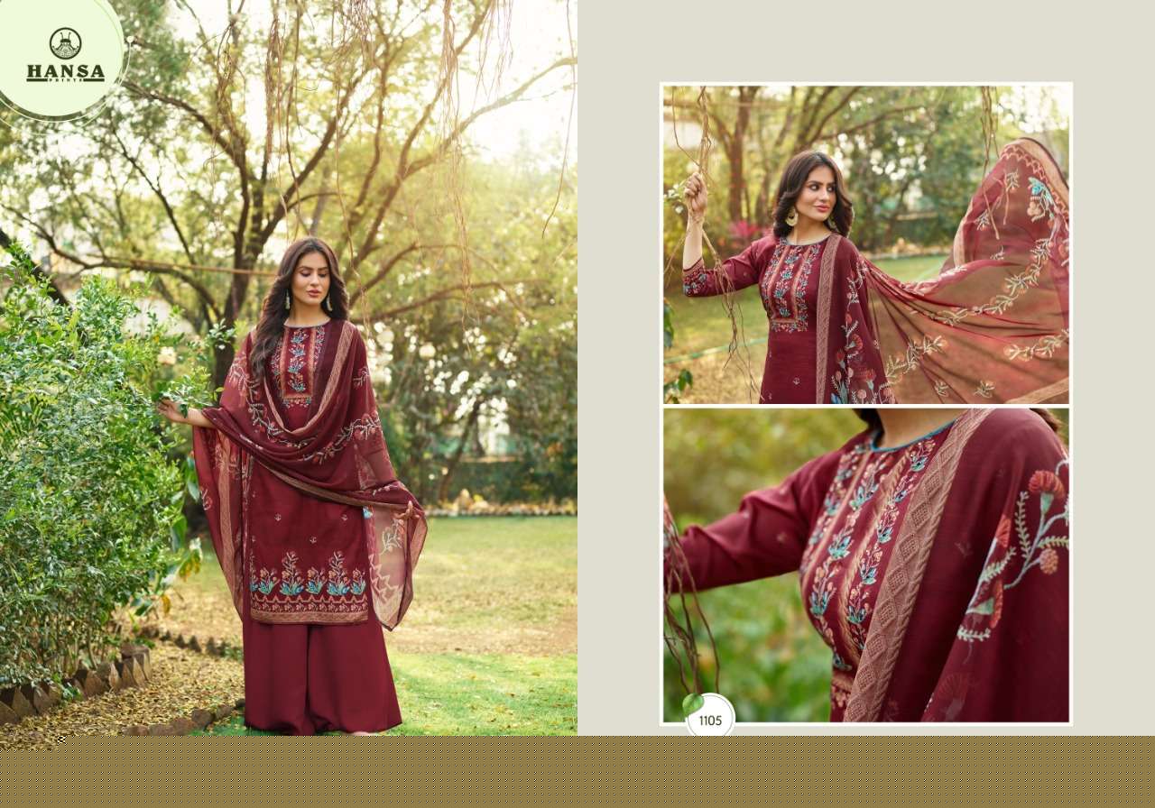 HIDAYA ANUSHKA BY HANSA PRINT 1101 TO 1108 SERIES BEAUTIFUL SUITS COLORFUL STYLISH FANCY CASUAL WEAR & ETHNIC WEAR JAM COTTON DIGITAL PRINT WITH HAND WORK DRESSES AT WHOLESALE PRICE