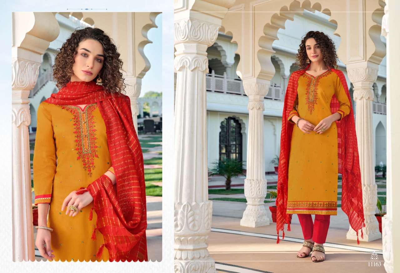 UPHAAR BY PANCH RATNA 11161 TO 11165 SERIES BEAUTIFUL SUITS COLORFUL STYLISH FANCY CASUAL WEAR & ETHNIC WEAR COTTON SATIN WITH WORK DRESSES AT WHOLESALE PRICE