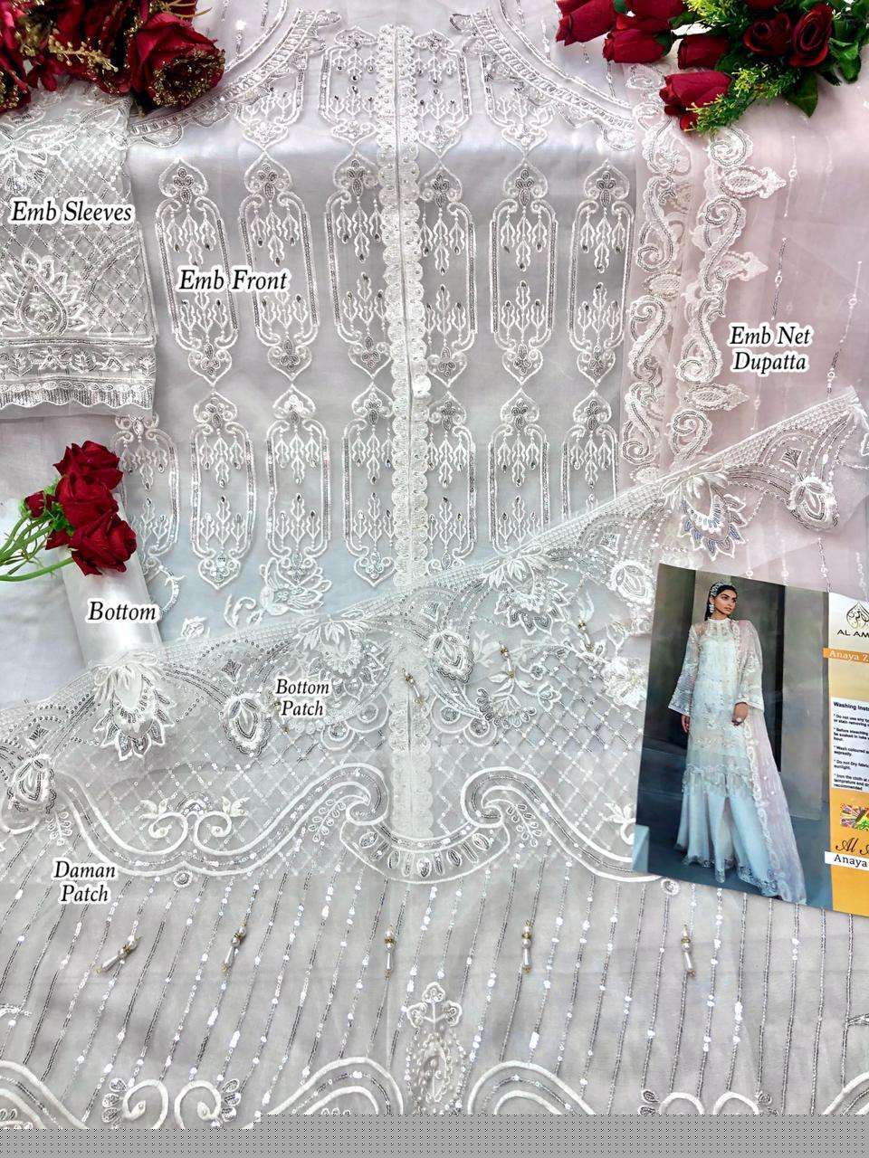 Anaya Zf 27 By Al Amra Designer Festive Suits Collection Beautiful Stylish Fancy Colorful Party Wear & Occasional Wear Butterfly Net With Embroidered Dresses At Wholesale Price