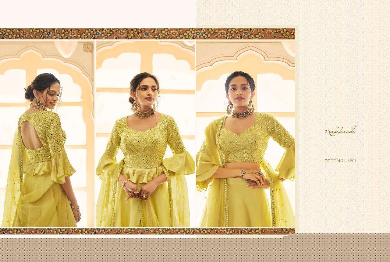 EIRA BY NAKKASHI 4201 TO 4207 SERIES BEAUTIFUL COLORFUL FANCY WEDDING COLLECTION OCCASIONAL WEAR & PARTY WEAR FANCY LEHENGAS AT WHOLESALE PRICE