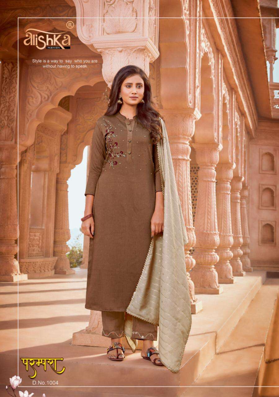 PARAMPARA BY ALISHKA FASHION 1001 TO 1006 SERIES BEAUTIFUL SUITS COLORFUL STYLISH FANCY CASUAL WEAR & ETHNIC WEAR SILK WITH HANDWORK DRESSES AT WHOLESALE PRICE