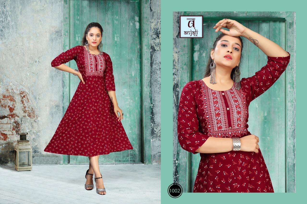 LIBAS BY ANJALI NX 1001 TO 1008 SERIES DESIGNER STYLISH FANCY COLORFUL BEAUTIFUL PARTY WEAR & ETHNIC WEAR COLLECTION RAYON PRINT KURTIS AT WHOLESALE PRICE