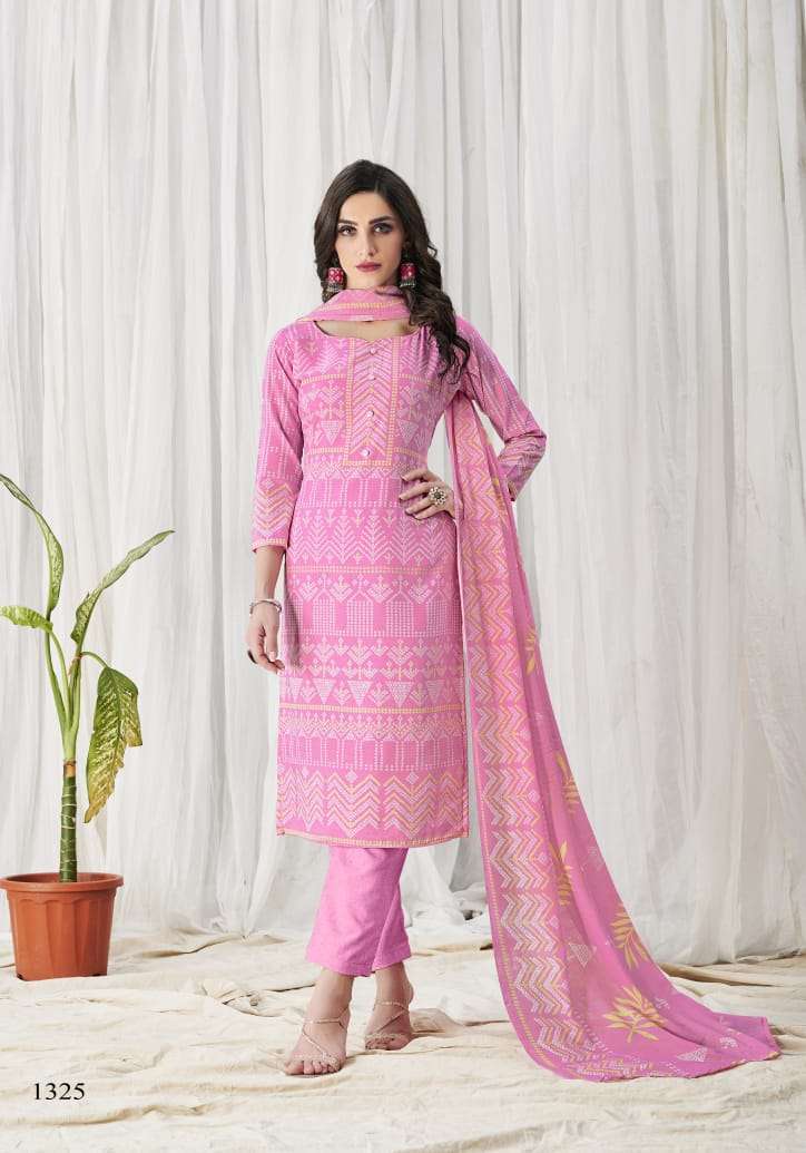 VIRASAT VOL-2 BY BIPSON 1318 TO 1325 SERIES BEAUTIFUL WINTER COLLECTION SUITS STYLISH FANCY COLORFUL CASUAL WEAR & ETHNIC WEAR PURE COTTON PRINT WITH WORK DRESSES AT WHOLESALE PRICE