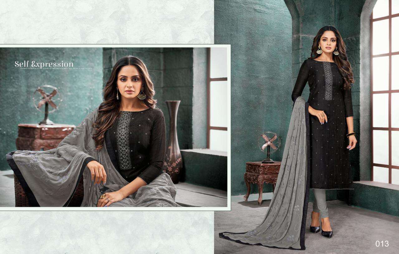 NUSHRAT BY KASMEERA 009 TO 020 SERIES BEAUTIFUL SUITS COLORFUL STYLISH FANCY CASUAL WEAR & ETHNIC WEAR JHARNA SILK WITH EMBROIDERY DRESSES AT WHOLESALE PRICE
