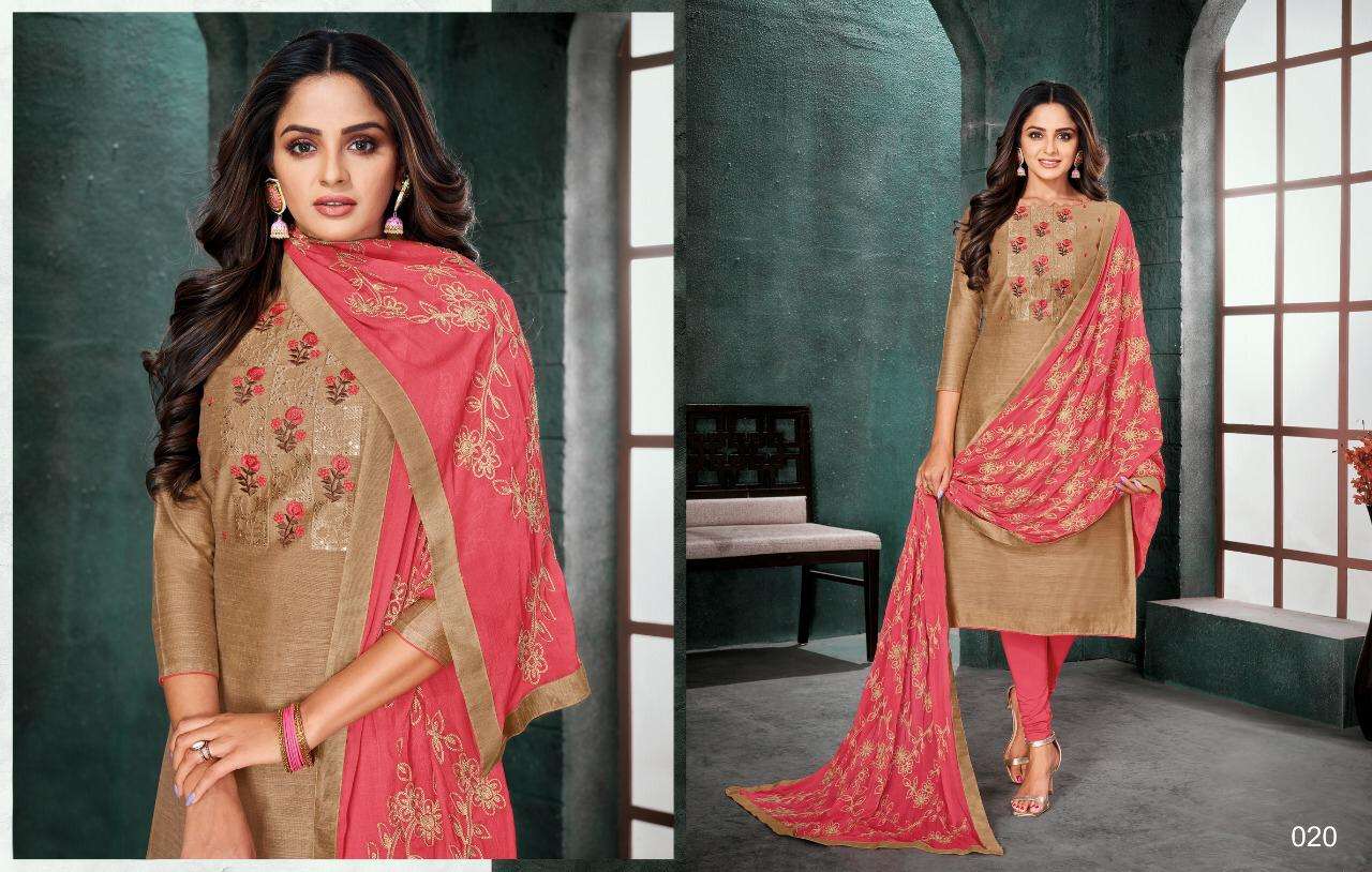 NUSHRAT BY KASMEERA 009 TO 020 SERIES BEAUTIFUL SUITS COLORFUL STYLISH FANCY CASUAL WEAR & ETHNIC WEAR JHARNA SILK WITH EMBROIDERY DRESSES AT WHOLESALE PRICE