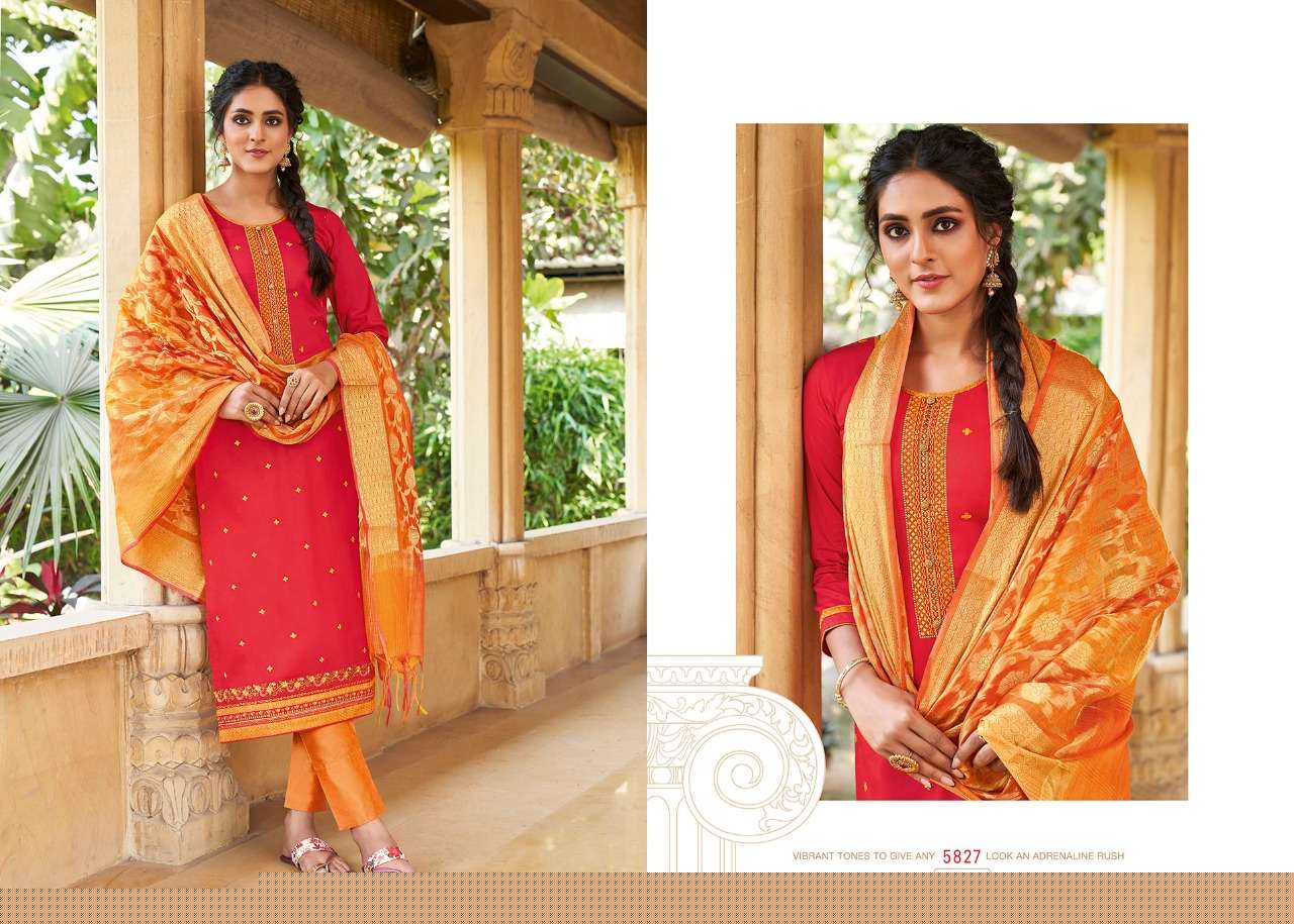 PARNITA VOL-5 BY KESSI FABRICS 5821 TO 5828 SERIES BEAUTIFUL SUITS COLORFUL STYLISH FANCY CASUAL WEAR & ETHNIC WEAR JAM SILK WORK DRESSES AT WHOLESALE PRICE