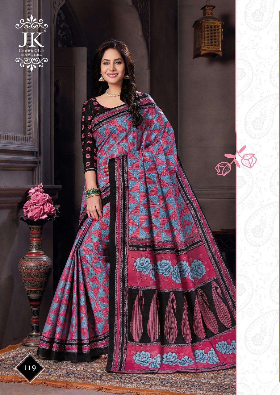 KESHAR PISTA VOL-1 BY JK COTTON CLUB 101 TO 120 SERIES INDIAN TRADITIONAL WEAR COLLECTION BEAUTIFUL STYLISH FANCY COLORFUL PARTY WEAR & OCCASIONAL WEAR PURE COTTON SAREES AT WHOLESALE PRICE