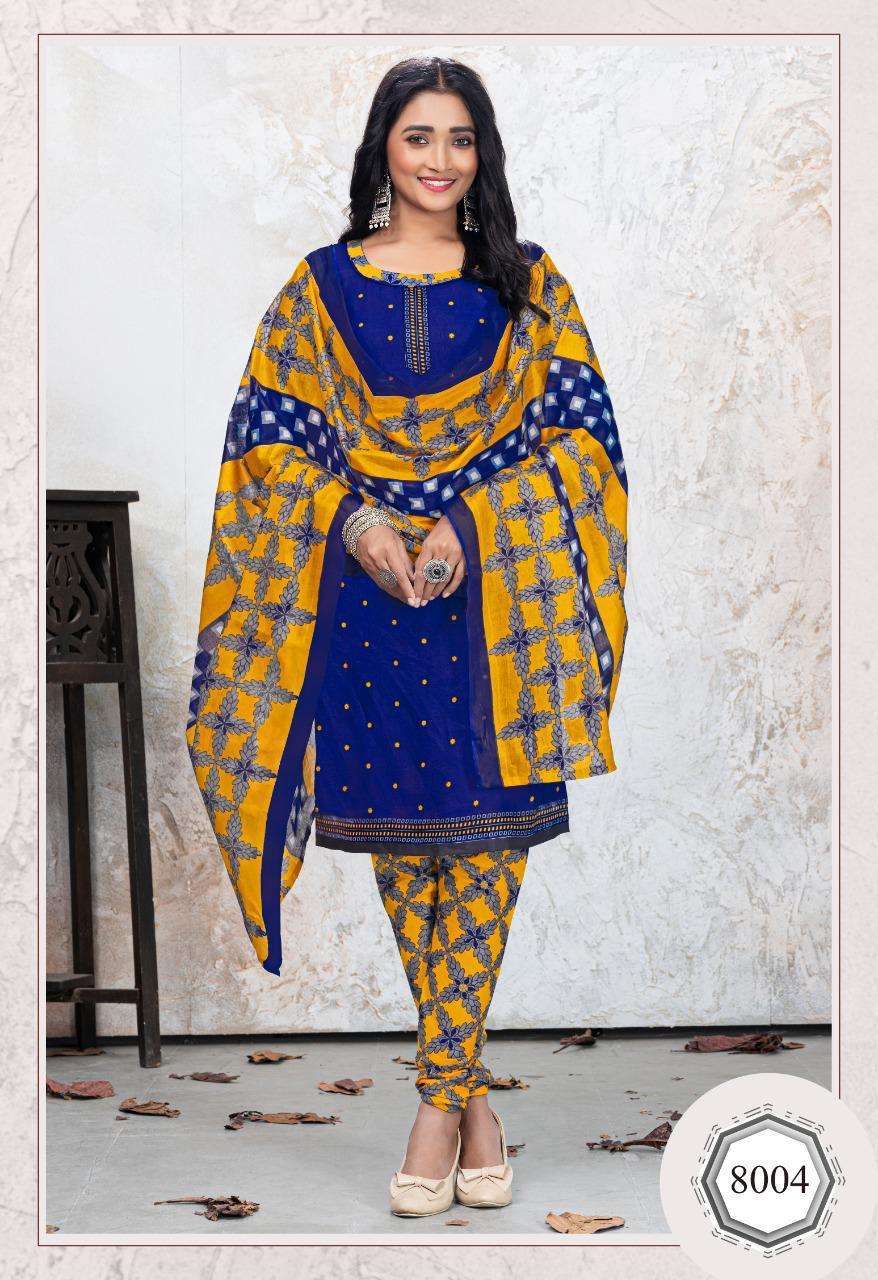 PALI EXP VOL-8 BY COTTON PLUSE 8001 TO 8012 SERIES BEAUTIFUL SUITS COLORFUL STYLISH FANCY CASUAL WEAR & ETHNIC WEAR PURE COTTON DRESSES AT WHOLESALE PRICE