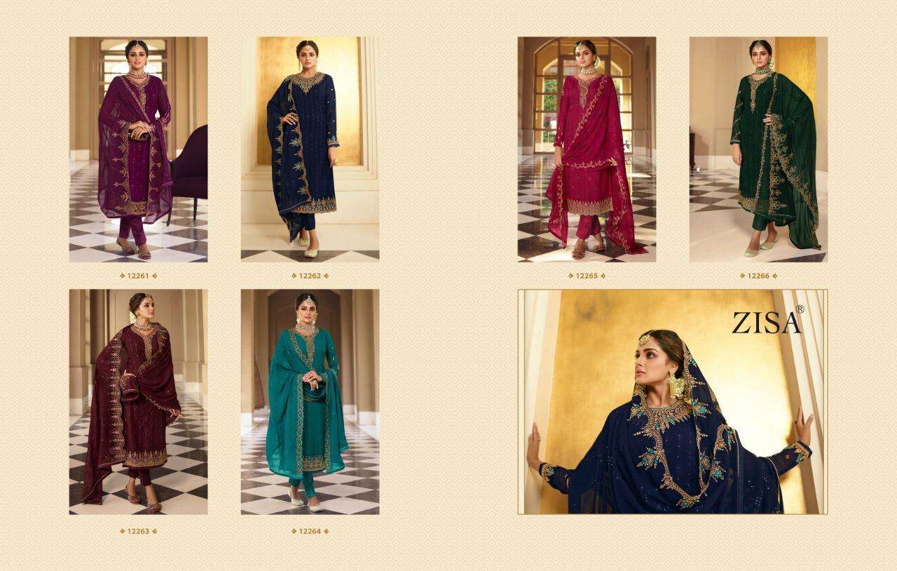 ZISA VOL-67 BY MEERA TRENDZ 12261 TO 12266 SERIES BEAUTIFUL STYLISH SUITS FANCY COLORFUL CASUAL WEAR & ETHNIC WEAR & READY TO WEAR GEORGETTE WITH EMBROIDERY DRESSES AT WHOLESALE PRICE