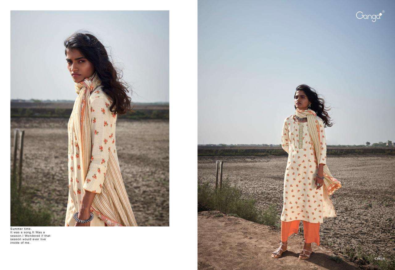 BHUMI BY GANGA FASHION 613 TO 618 SERIES BEAUTIFUL SUITS COLORFUL STYLISH FANCY CASUAL WEAR & ETHNIC WEAR COTTON LINEN PRINT EMBROIDERED DRESSES AT WHOLESALE PRICE