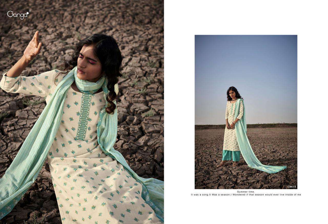 BHUMI BY GANGA FASHION 613 TO 618 SERIES BEAUTIFUL SUITS COLORFUL STYLISH FANCY CASUAL WEAR & ETHNIC WEAR COTTON LINEN PRINT EMBROIDERED DRESSES AT WHOLESALE PRICE